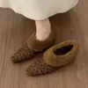 Sapatos Mary Jane que Aumentam a Altura, Estilo Retro de Camurça para o Dia a Dia, Sapatilhas de Algodão com Corte Profundo para Mulheres, Sapatos Franceses de Veludo com Pelo Quente para Mulheres
