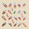Manicura Navideña Europea y Americana Uñas Estilo Ballet de Longitud Media Caja de 24 Piezas Desmontable Manicura Serie Navideña Uñas Portátiles Lote