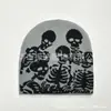 AliExpress Transfronterizo Halloween Sombrero de Punto Divertido Jacquard Acrílico Cálido Gorro de Lana Calavera en stock
