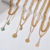 Colar Corrente Clavícula Pingente Geométrico Tendência Estilo Ins Feminino Camada Dupla Aço Inoxidável Similar aos Escolhidos por Influenciadores