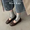 Dopamina Colorido ~ Capa Superior Piel de Oveja Lazo Estilo Lindo Zapatos de Abuela Moda Otoño 2026 Zapatos Bajos Individuales para Mujer