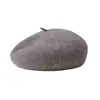 Serie Gris~Boina Australiana 100% Lana para Mujer Estilo Nuevo 2025, Circunferencia de Cabeza Grande, Hace que la Cara se Vea Más Pequeña, Boina de Pintor Gris
