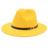 Sombrero de copa de estilo europeo y americano transfronterizo Sombrero de jazz de caballero Sombrero de fieltro para abrigo Sombrero de ala ancha de color sólido de moda