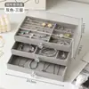 Caja joyero de tres cajones con flocado multifuncional, rejilla para joyas de gran capacidad, expositor para pendientes, aretes, collar