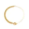 Juego de Accesorios de Perlas Simples Populares de Primavera Europeos y Americanos Acero Titanio Nicho Lujo Accesible Diseño Pulsera Collar para Mujer
