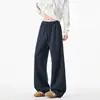 Calça de moletom atlética patchwork desconstruída estilo americano, coleção de outono masculina, calça casual lisa da moda, calça básica reta de corte solto