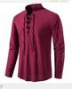 Nueva Camisa Henry de Algodón y Lino para Hombre 2023 Amazon Estilo Hippie Casual de Playa Manga Larga Talla Europea