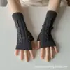 Japón y Corea Otoño Invierno Guantes de Lana Extra Largos Sin Dedos para Mujer Mangas Largas Mangas Falsas Guantes Largos Cálidos de Invierno Europeos y Americanos