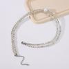 Collar Explosivo de Celebridad de Internet NK-220 de Doble Capa de Plata Rota Cuentas de Alta Imitación Explosivo de Celebridad de Internet Cadena para Clavícula Sentido de Lujo Ligero de Alta Gama