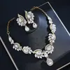 Europeos y Americanos Más Vendidos Personalidad Retro Dopamina Pendientes Collar Conjunto de Dos Piezas Lujo Ligero Versátil Joyería para Banquetes Novia Venta al por Mayor