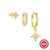 Set de Pendientes de Aro Geométricos Incrustados con Diamantes de Plata de Ley S925, Pendientes Clásicos de Gama Alta, Pendientes de Lujo de Gama Alta