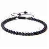 Joias Europeias e Americanas Mais Vendidas Pulseira de Contas Finas de 4mm Trançada Ajustável Pedra Semi-Preciosa Natural Pulseira de Contas de Yoga