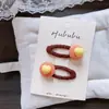 Presilhas de Cabelo em Forma de Coração na Cor Creme, Presilhas de Tecido Fofas para Meninas, Presilhas de Botão para Franja, Grampos de Cabelo, Conjunto de Dois