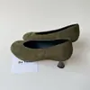 ¡Diseño de Nicho! Zapatos de Abuela Retro Verdes de Punta Redonda con Tacón de Aguja y Boca Baja, Zapatos Pequeños de Piel, Zapatos de Vestir