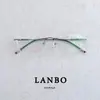 Armazón Ultraligero de Titanio 5.9g Montura Cuadrada Sin Marco Lentes Graduados para Hombres con Rostros Grandes, Armazones Retro Elegantes de Negocios, Se Pueden Personalizar con Lentes Graduados