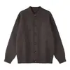 Suéter de otoño con cuello de béisbol y botones grandes, diseño de hombros caídos, estilo casual unisex, chaqueta de punto texturizada de otoño para unisex estilo japonés