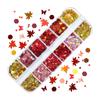 Caja de 12 Compartimentos Hoja de Arce 6mm Lentejuelas para Uñas al por Mayor Otoño e Invierno Navidad Acción de Gracias Mascota Colorido Hoja Brillo para Uñas