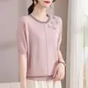 Suéter de Punto de Moda para Mamás, Reduce la Edad, Estilo de Primavera y Otoño 2025, Nuevo Estilo de Primavera y Otoño para Mujeres de Mediana Edad y Mayores, Elegante Top con Cuello Solapa