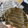 Suéter de Otoño e Invierno para Hombre y Niño 2026 Estilo Japonés Tejido de Punto Holgado Pulóver Unisex Casual Rayado Top Comercio Exterior