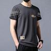 Camiseta de manga corta de seda de hielo para hombre, holgada, de verano, de talla grande, informal, combinable, ropa de moda coreana.