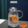 Jarra de Agua Fría de Gran Capacidad con Patrón Martillado, Jarra de Agua Antiexplosión de Alto Borosilicato, Jarra para Jugos, Alto Borosilicato