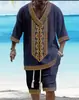 Traje Jacquard Impreso en 3D Transfronterizo para Hombre Verano Holgado Camiseta de Manga Corta Pantalones Cortos Cuello en V Traje Deportivo Traje de Dos Piezas para Hombre