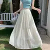 Falda de Tul Brillante para Mujer, Falda de Cintura Alta Estilizada Corte A, Nuevo Estilo 2026, Elegante Falda Larga con Dobladillo Esponjoso