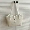 Bolsa tote de grande capacidade, nova bolsa de ombro casual para o trabalho, férias na praia, estilo coreano, tecida, moda versátil