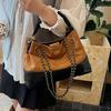 Bolsa Tote Acolchoada com Corrente em Camurça Estilo Novo 2025, Bolsa de Mão Transversal Elegante e Versátil, Bolsa de Ombro de Grande Capacidade para Mulheres