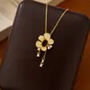 Plata de Ley S925 Lujo Ligero Vintage Zircón Flor Borla Colgante Montura Piedra Ovalada DIY Incrustación Accesorios de Joyería