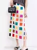 Falda Estrecha para Mujer Primavera y Verano Nueva Estilo Miyake Plisada Retro Estampada de Cintura Alta Recta Ajustada Falda de Media