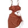 Traje de baño conservador de estilo coreano para vacaciones en aguas termales con falda inclinada sencilla y dulce para chicas transfronterizas.
