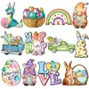 Transfronterizo Caliente Pascua Colgante de Madera Traje Huevo de Madera Enano Conejo Pascua Fiesta de Primavera Decoración