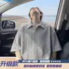 Camisa Polo de Peso Pesado Estilo Americano para Hombre, Manga Corta, Corte Ajustado, Estampado, Camiseta de Manga Corta con Estampado de Gaviota, Cuello de Verano con Remaches