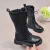 Botas para Niñas Otoño 2026 Nuevas de Caña Alta Estilo Coreano Estilo Británico Botas tipo Martin Botas de Cuero de Princesa Botas Largas para Niña Pequeña Individuales