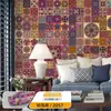 Pegatinas Retro Bohemias Autoadhesivas Impermeables y a Prueba de Moho Pegatinas de Pared Decoración de Renovación de Paredes de Dormitorio Papel Tapiz Ecológico