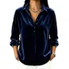 Site Independente da Amazon 2026 Transfronteiriço Outono e Inverno Mais Vendido Moda Casual Feminina Veludo Cor Sólida Gola Top