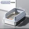 Bandeja para gatos de acero inoxidable semi-cerrada extragrande, inodoro para gatos con valla alta anti-salpicaduras, suministros para mascotas al por mayor