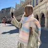 Cachecol de Inverno 2026 para Mulheres, Novo Estilo Quente de Inverno com Franjas Cor Sólida Versão Coreana Cachecol Quente de Faux Cashmere Uso Duplo Cachecol de Pescoço