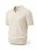 Camisa Polo Tricotada com Gola de Gaivota para Homem, Camiseta de Seda Gelada Fina de Manga Curta para Verão, Modelagem Solta, Emagrecimento, Top Versátil