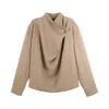 Moda Femenina Nueva Otoño 2026 con Estilo Vintage y Diseño de Cuello Irregular Camisetas Tops Agente Mayorista