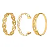 Mili Bracelete Aberto Vazado de Aço Inoxidável de Alta Qualidade Combinação Banhado a Ouro 18K Bracelete com Fivela Elegante Simples e Atmosférico