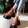Sandalias de Plataforma 2024 Verano Nuevo Estilo Tacones Ultra-Altos Versátiles Elegantes Slip-On Sandalias de Cuña para Mujer