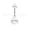 Anillo de Ombligo de Aleación de Titanio F136 Forma de Gota de Agua Doble Extremo Zirconio Barra Curva Stud de Ombligo Súper Brillante Zirconio 5A Joyería de Piercing
