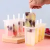 Molde de helado de 4 cavidades fácil de desmoldar con tapa para el hogar niños diy helado casero paleta vieja pastel de hielo molde de paleta