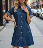 2026 Cruzamento Primavera e Verão Saia Jeans de Comprimento Médio Aliexpress Saia Evasê de Manga Curta Wish Amazon Saia Cardigã Multicor Multitamanho