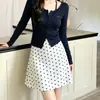 Falda Negra de Lunares Ajustada al Cuerpo para Mujer, Nuevo Estilo de Verano Falda de Gasa de Cintura Alta Estilizadora Línea A, Falda Corta Rosa Floral Estilo Coreano