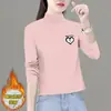 2025 Base de terciopelo alemán para mujer Ropa interior Otoño e Invierno Cuello semi-alto Forro polar Elegante Camiseta de manga larga Top para mujer Tendencia Ins