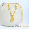 Puzuo Color Fuerte que Conserva 24K Oro Brillante Brillante Paz y Alegría Hielo Triturado Calabaza Collar Nuevo Chinoiserie Fulu Cadena para Clavícula