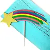 Decoração de bolo inserção de cartão grande arco-íris bandeira de bolo de aniversário estrelas arco-íris inserção de cartão de sobremesa grande depois da chuva